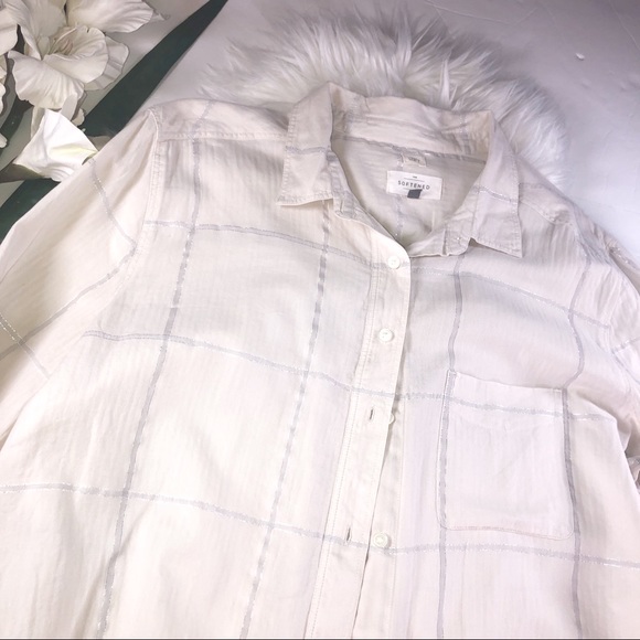 The Loft Cream striped softened button down shirt - Picture 6 of 10